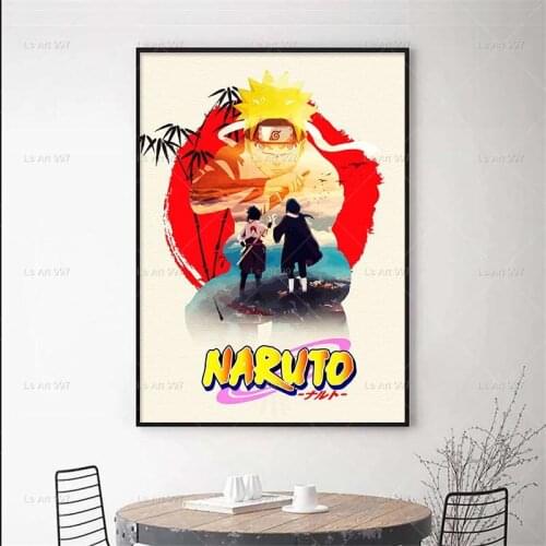 Retro Poster Japanese Anime Naruto Sasuke Itachi Vintage Wall Art Canvas Painting Nordic Decor Pciture Living Room Decoration