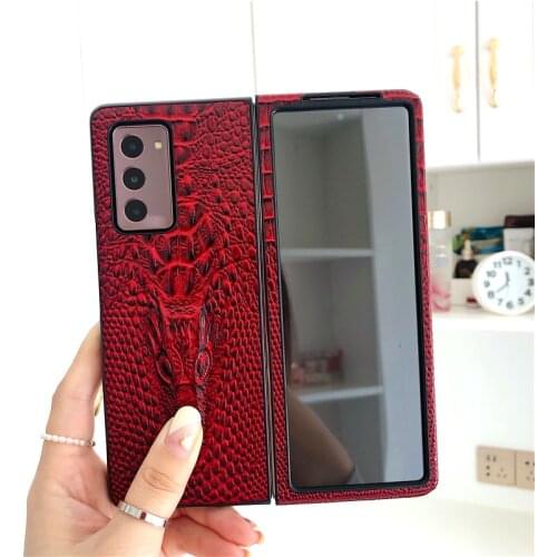 Super Luxury Fashion 3D Crocodile Print Leather Case Cover For Samsung Galaxy Z Fold 2 5G W21 Front And Back Vintage Cover