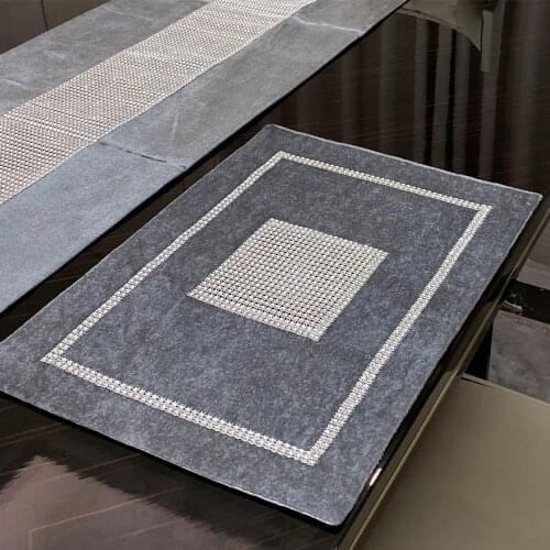 Placemat Tableware Pad Sequin Ironing Diamond 40x30cm Table Mat Heat Insulation Non-Slip Placemats Bowl Coaster Kitchen