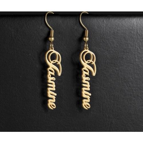 Sipuris Stainless Steel Personalized Customize Name Dangle Earrings Jewelry For Women Girls Custom Drop Earring Fashion