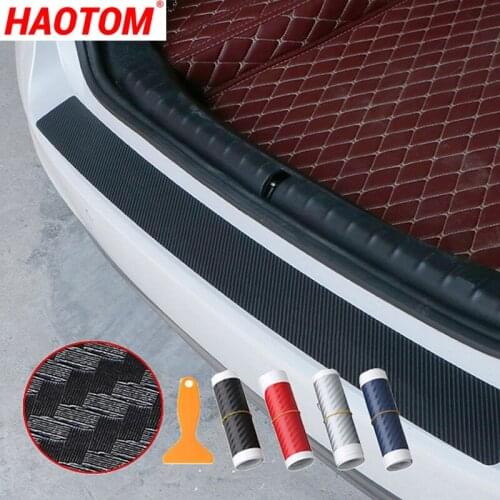Universal Car Door Sill Carbon Fiber Sticker Rear Guard Strip Anti Kick Scratch Protection Trunk Pedal Film Protective Pad 90CM