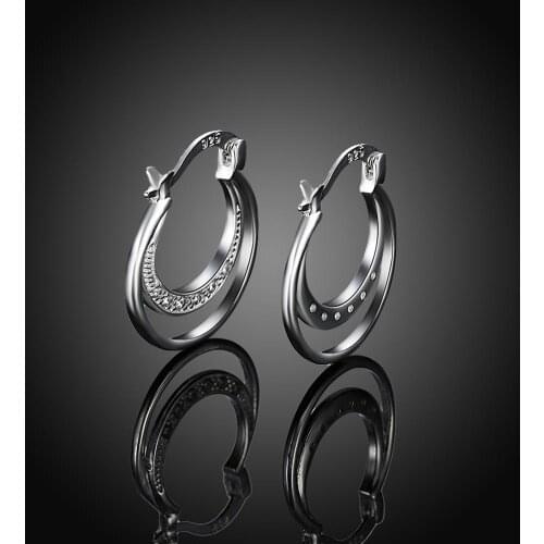 925 Silver Hollow Moon Hoop Earring For Women Wedding Jewelry Christmas Gifts