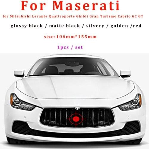1pcs 106mm*155mm Auto Car Front Grille Racing Grills Badge Emblem for Levante Quattroporte Ghibli Gran Turismo Cabrio Car Emblem
