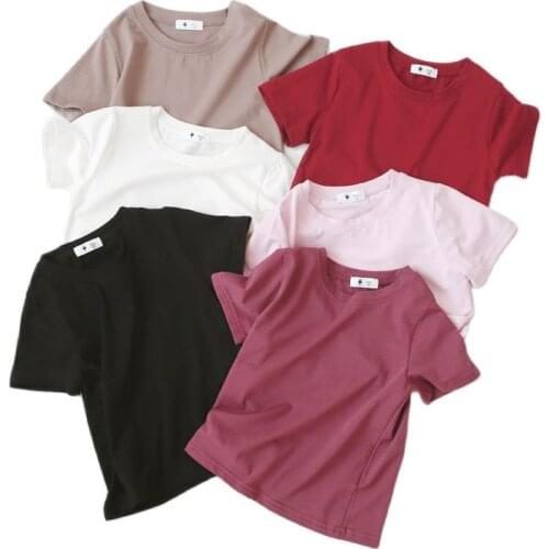 2021 summer new boys solid color tops girls baby all-match cotton T-shirt 4006 38
