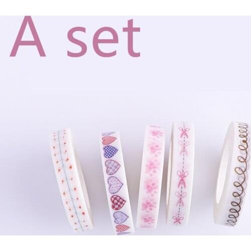 5pcs/set Multi-color Washi Tape Scrapbooking Decorative Adhesive Tapes Paper Japanese Stationery Sticker