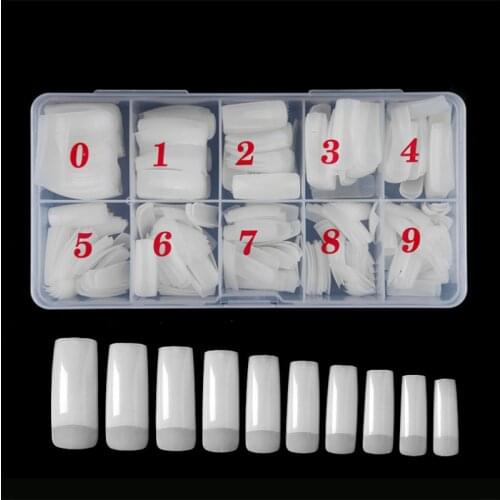 500pcs/Box Artificial Nail Tips Full Cover Nails Colored Nail Tips Acrylic Transparent Nail Capsules French Manicure False Nails