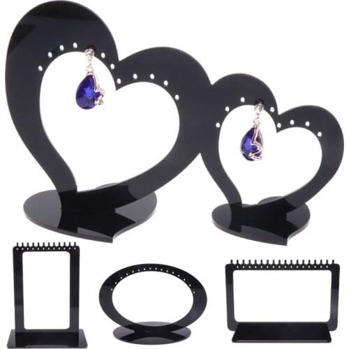 Acrylic Black Geometric Earrings Studs Display Rack Earring Jewelry Display Stand Holder Storage Oval Shaped Earrings Organizer