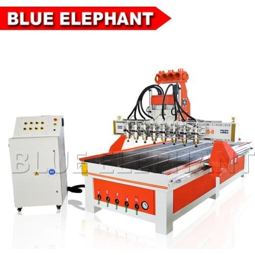 Automatic wood carving machine 1325-8s multi spindle with Richauto DSP A11 control system cnc engraving machine for furniture