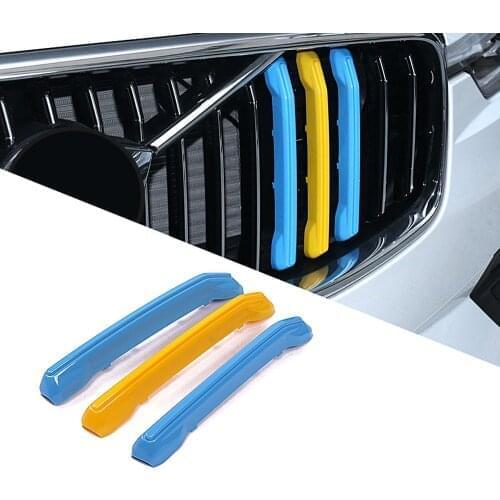 3 pcs/Set Car Grill Network 3 Color Modified Decor Strip For Volvo XC60 Standard Grille Special Cover 3D Sticker Car Tuning