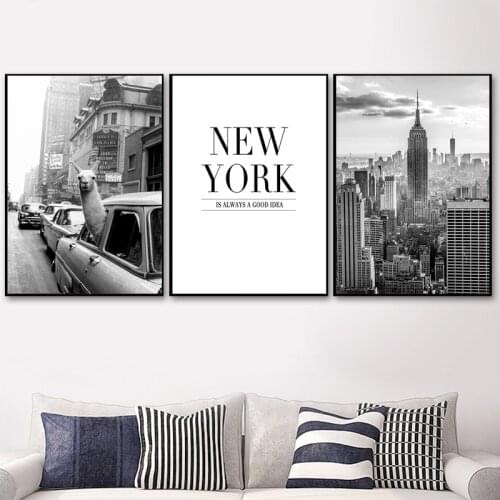 Black and White New York City Wall Art Street Scenery Canvas Painting Posters and Prints Picture for Living Room Wall Decoration