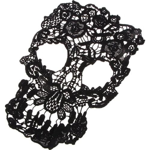 Black Skull Lace Trim Bridal Embroidery Motif Wedding Gown Applique Patches for Clothes Dresses Brim Handbag Hat Accessories