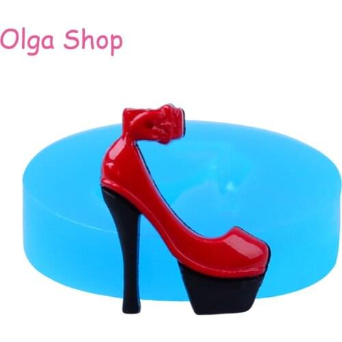 FYL089 24.5mm High Heeled Shoe Flexible Silicone Push Mold - Cake Decorating, Fondant, Resin, DIY Handmade, Polymer Clay, Candle