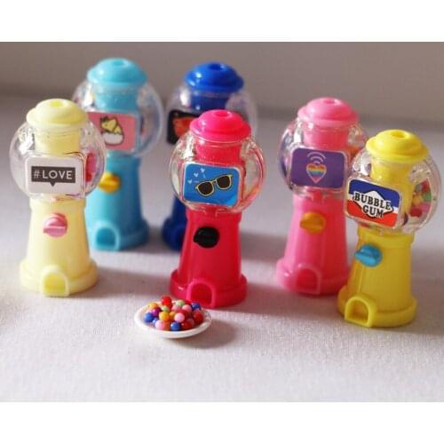 Kawaii Candy Machine Miniature Dollhouse for Barbies Doll Accessories Scene Decoration Mini Gashapon Machine Model Props