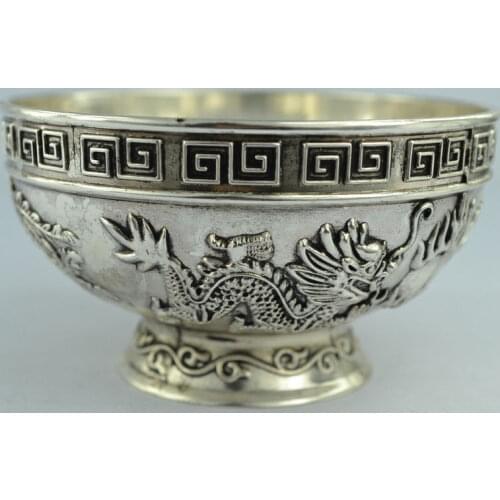 Chinese Rare Collectibles Old Handwork Tibet - Silver bowl metal handicraft