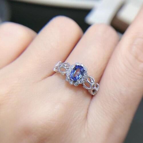 100% Natural real blue sapphire ring 925 sterling silver Fine handworked jewelry Finger rings Wedding Ring