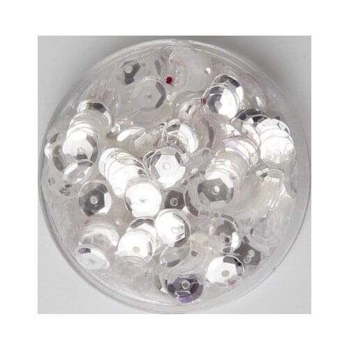 50g 8mm Brilliant Color Sequins Cup Round Paillette Transparent Crystal White Confetti Spangles