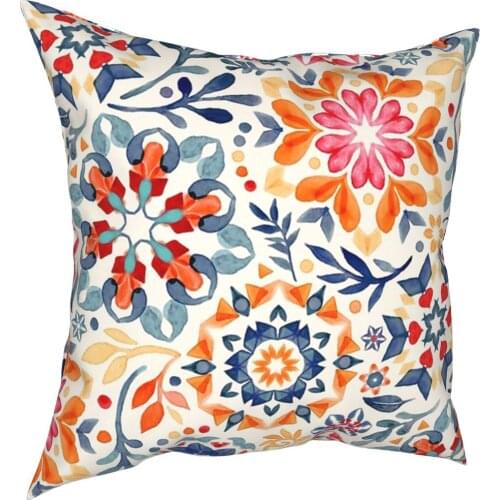 Mandala Watercolor Kaleidoscope Floral Pillow Cover Decoration Cushions Throw Pillow for Car Polyester Double-sided Printing