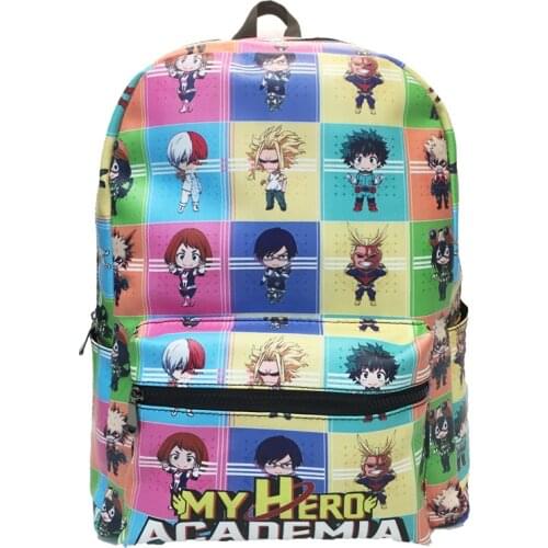 Cute Cartoon My Hero Academia Backpack Bookbag PU Colorful School Bag Anime Deku Laptop Knapsack Bag Travel Bags Cosplay Gift
