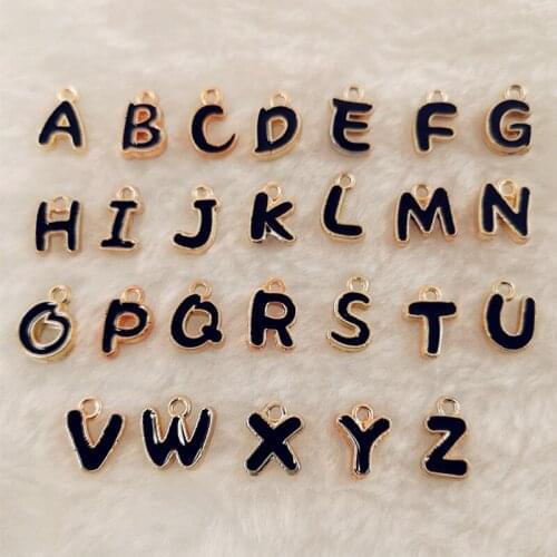 MuhNa 10pcs/26pcs Alphabet Double Face Drop Oil Letter Enamel Charms Beads Gold Color Metal Pendant Fit Jewelry Making Accessory