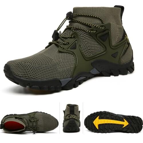 Air Mesh Male Outdoor Mountain Desert Climb Sneaker Shoes Men Women Ankle Hiking Boots Plus Size 46 High Top Trekking Footwear