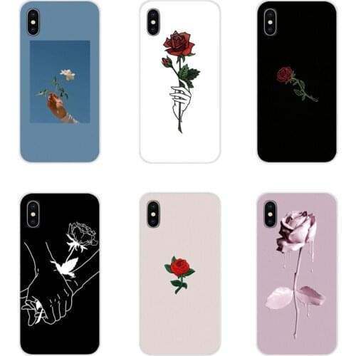Soft TPU Case For Apple iPhone X XR XS MAX 4 4S 5 5S 5C SE 6 6S 7 8 Plus ipod touch 5 6 Beautiful Rose Hand in Hand Love Couples