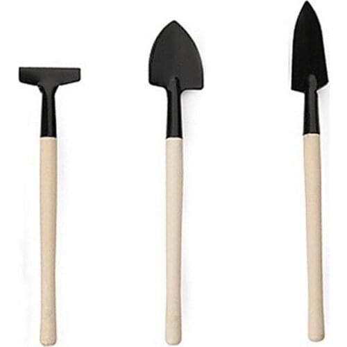 3 Pcs Set Portable Durable Mini Plant Garden Tools Wooden Handle Gardening Shovel Rake Spade Supplies Accessories Products