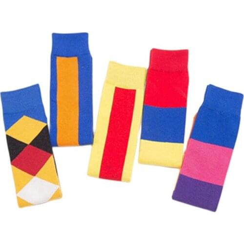 Colourful Men Socks Mid-high Tube Cotton Fashion Hip Hop Women Socks Leisure Art Female Skateboard Rainbow Socks For Adults