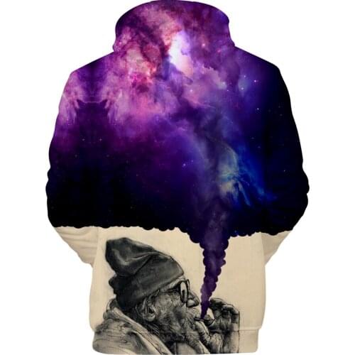 New Arrival Smoker Galaxy 3D Hoodies Sweatshirts Men/Women Funny Star Sky Mens Hoodie Sweatshirt Casual Pullover Hooded Top