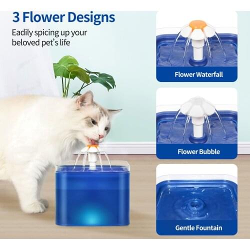 2L Cat Water Fountain With LED Light Drinking Fountains Bowl Food Grade Materials Ultra-quiet Triple Filter System