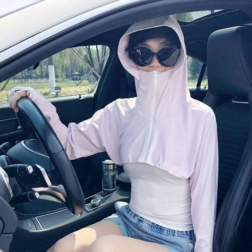 Hooded Zipper Cloak Women Summer White Long Sleeve Cape Femme Short UV Protection Ponchos Suitable For Running And Driving