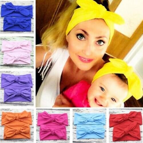 2pcsMom Mother & Daughter Kids Baby Girl Bow Headband For Women Girls Accessories Parent-Child Family Headwear