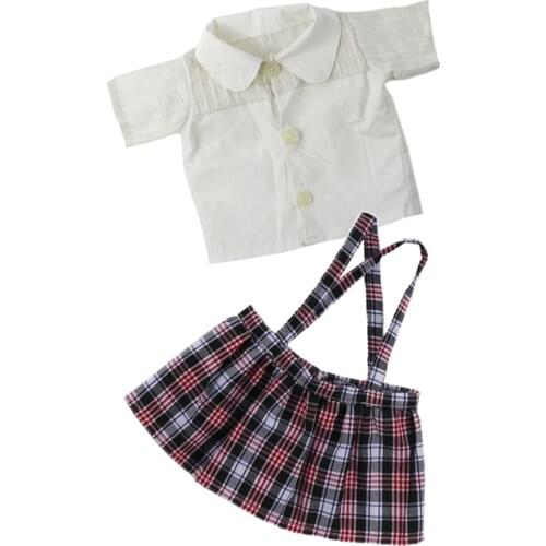 Stylish Short Sleeve T-shirt Suspender Skirt Dress Outfit for American Doll My Life Dolls Clothes Accessories