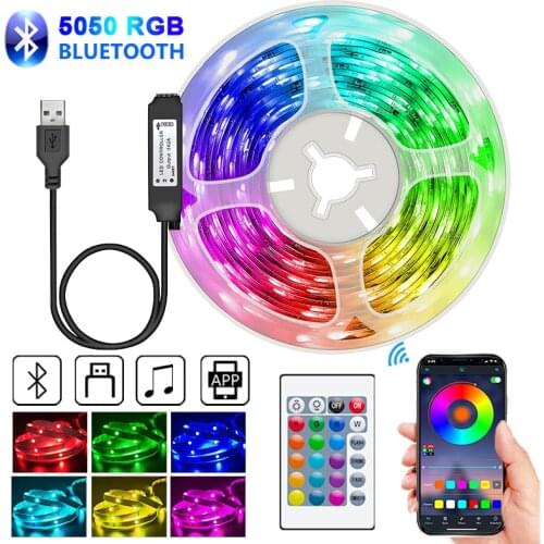 Led Strip Usb 5V Tv Backlight Bluetooth Ribbon Lamp 12V 5050 Rgb Diode Tape Light Phone App Control Leds Decoration For Room