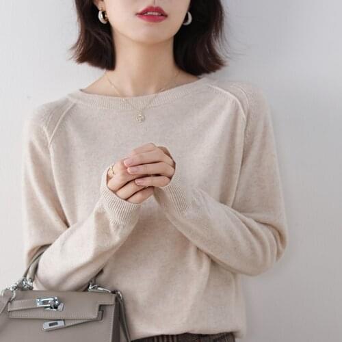 O-neck Raglan sweater women 100% Pure Pashmina Knitting Pullovers 4Colors Female Winter Long sleeve Best Quality Jumpers