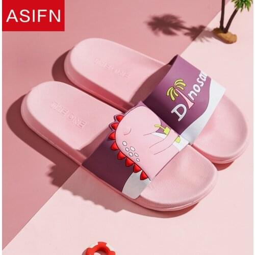 ASIFN Summer Cartoon Slippers Lovers Cute Crocodile Wear Slippers Outside Home Men Women Bathing Bathroom Zapatos Para Mujer