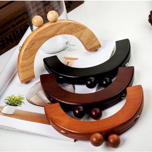 Wide 20cm Solid Wood Purse Frame Handmade Wood Bag Handles DIY Parts Handle Accessories For Craft Purse Frame Handle Four Colors