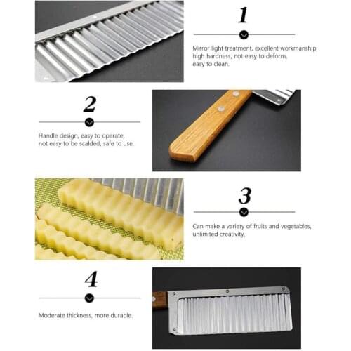 Creative Steel Potato Chip Slicer Potatos French Fries Kitchen Slicer Accessories Vegetables Carrot Wavy Knife Cutters O3K9