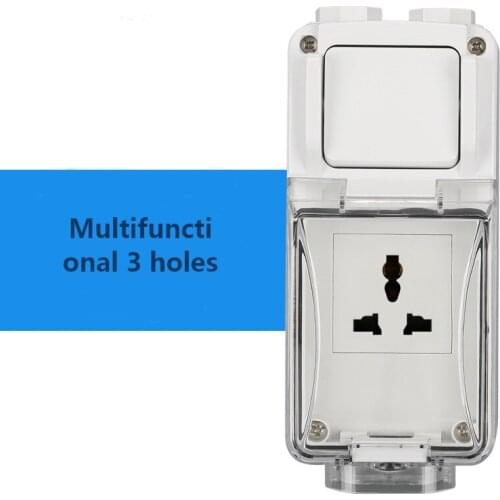 Outdoor waterproof socket IP66 multifunctional three-hole one-button power-off industrial rain-proof charging socket