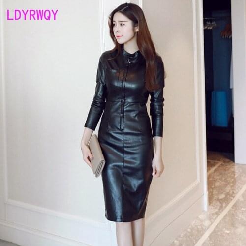 2021 autumn and winter new fashion front zip pocket Slim bag hip dress Knee-Length Full Sheath Office Lady