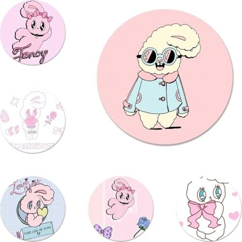 58mm Pink Korean chuu esther kim rabbit Icons Pins Badge Decoration Brooches Metal Badges For Clothes Backpack Decoration
