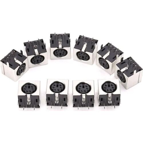 10pcs Mini 6-pin Din Socket Connectors PS-2 Female Plug PCB Solder Connector PC Mouse