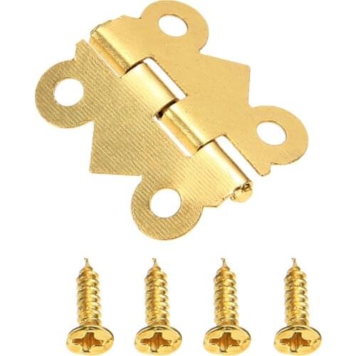 10pcs Gold Mini Butterfly Door Hinges Cabinet Drawer Jewellery Box Hinge Furniture Hinge s DIY Hardware Tools Mayitr