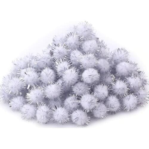 100pcs/pack Mini Lightweight 3 Color DIY Handmade Sparkle Glitter Poms Balls For Home Decor Xmas Decoration Arts Craft
