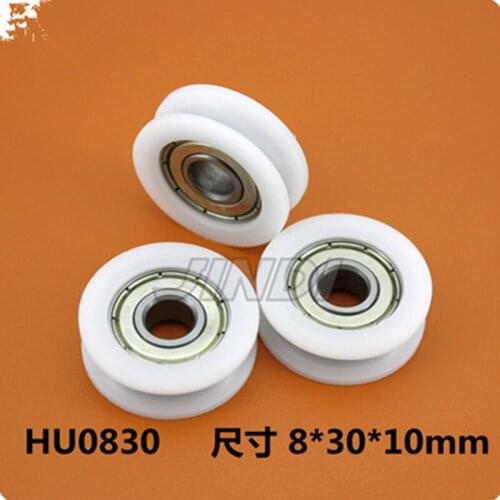 2pcs 8*30*10mm U Groove Nylon Flexible Ball Bearings Wheels Roller for Furniture