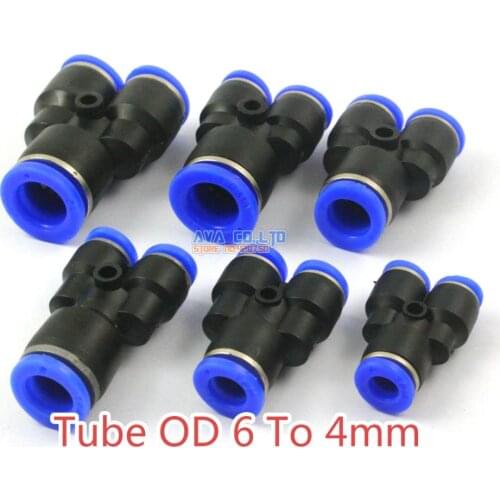 20 Pieces Pneumatic Y Reduced Union Tube OD 6 To 4mm Air Push In To Connect Fitting One Touch Quick Release Fitting