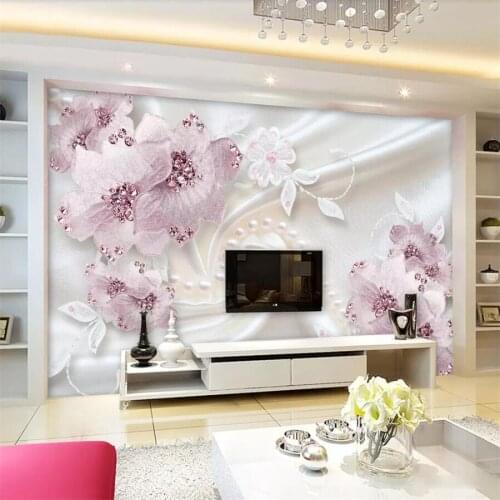 Beibehang Custom wallpaper 3D mural luxury diamond flower 3d jewelry TV background wall painting living room wallpaper 3d mural