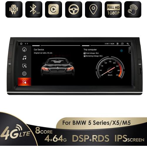 4+64 10.25''Android 10 Full Touch Car Video Player For E39 X5 M5 E53 E38 CANBUS Radio Rds GPS Navigation BT PIP Headrest Monitor