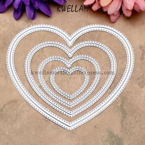 4pcs Outside and Inside Heart Metal Die cutting Dies For DIY Scrapbooking Photo Album Embossing Folder KW8011234