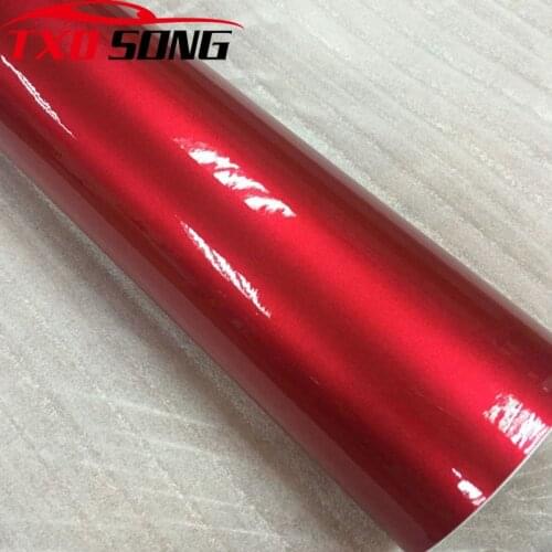50cmx300cm Premium Red Metallic Glossy Glitter Wrap Sticker For Car Wraps Glossy Candy Vinyl Film With Bubble Air Free