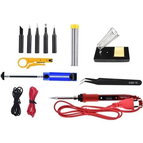 908S Electric Soldering Iron Kit 80W 220V LCD Temperature Adjustable Solder Iron Kit Welding Tool Set ,EU Plug